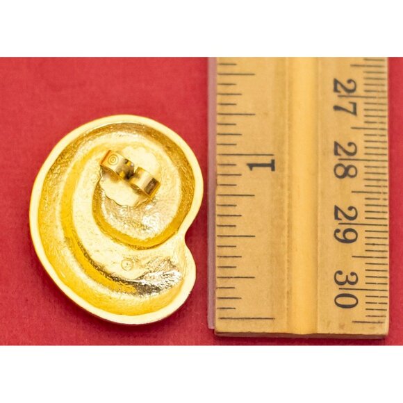 Vintage Spiral Gold Tone Elegant Stud Earrings by Avon - F2 - Picture 2 of 2